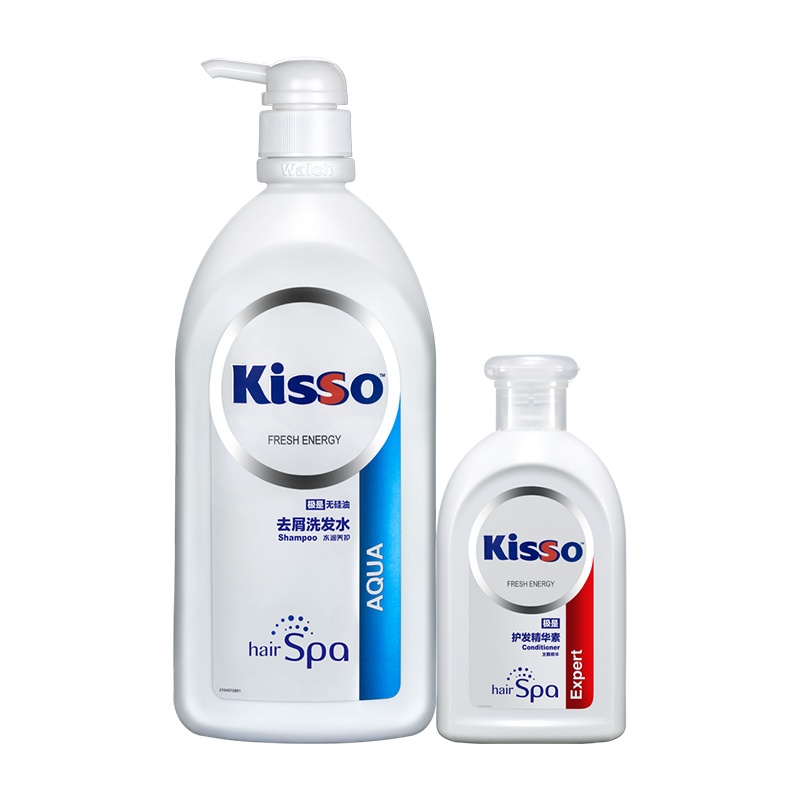 kisso/极是洗护套装 无硅油去屑洗发水水润养护980ml+护发精华素200ml 威露士(Walch)出品