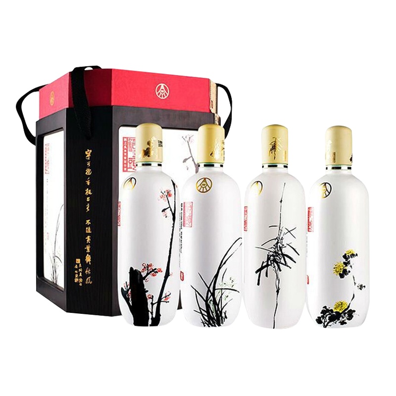 [拍前联系客服1299]五粮液总厂出品 梅兰竹菊 60度 500ml*4瓶 浓香型白酒 整箱礼盒装