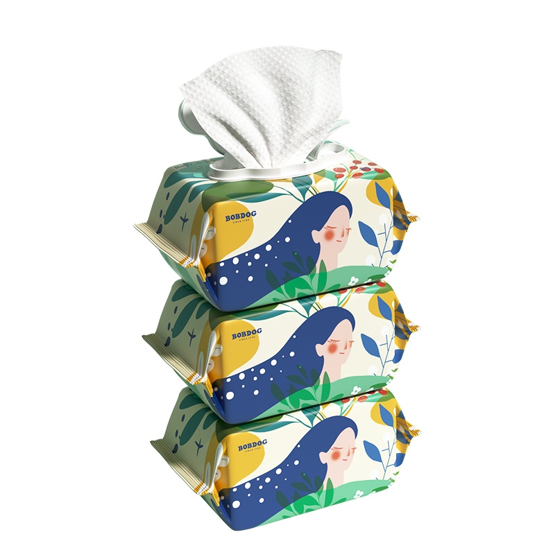 巴布豆婴儿湿巾花巾加厚便携式幼儿新生宝宝手口专用湿巾带盖 80抽*3包 非母婴专用抽纸