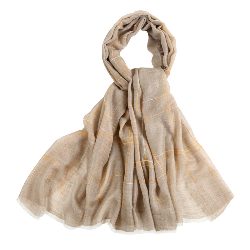 上海故事春秋季薄款格子羊绒围巾女百搭冬季高端旗袍外搭披肩送礼