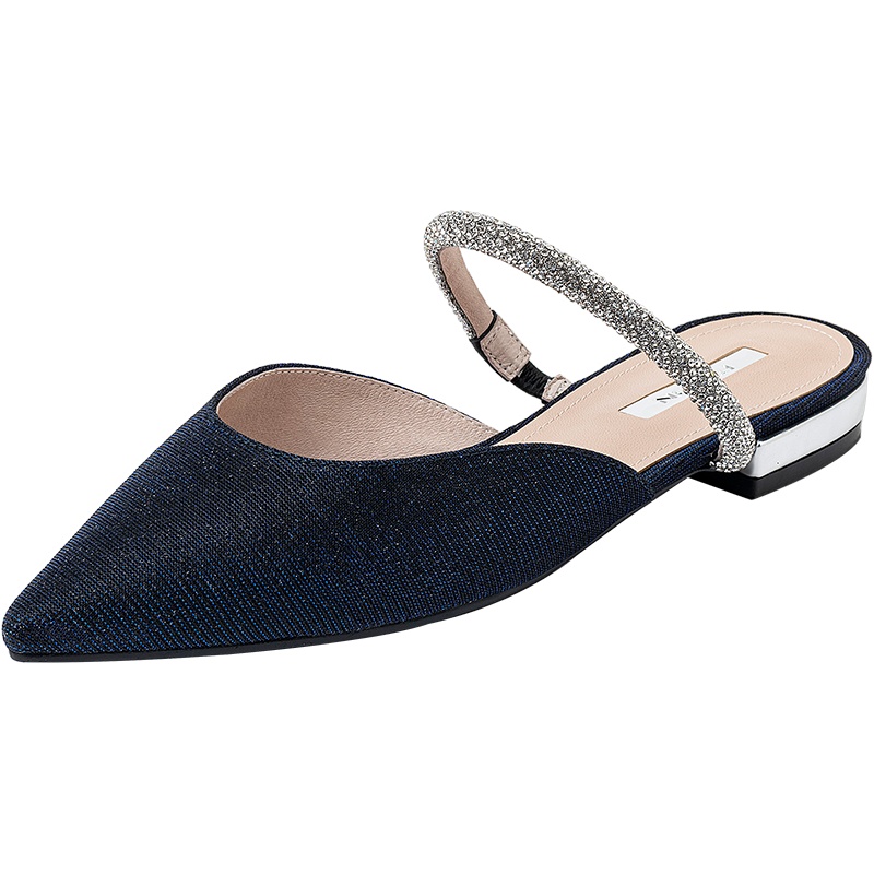 百田森穆勒拖鞋仙女风平底夏季新款包头半拖鞋星空水晶鞋女