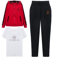 锋非凡 品牌2020新款运动套装三件套女春秋季韩版休闲连帽时尚潮流运动服女春跑步晨练修身显瘦运动衣3件套