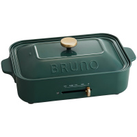 BRUNO 多功能锅料理锅 电烧烤锅电火锅蒸锅家用电烤锅 墨绿色款 标配+瓷白深锅