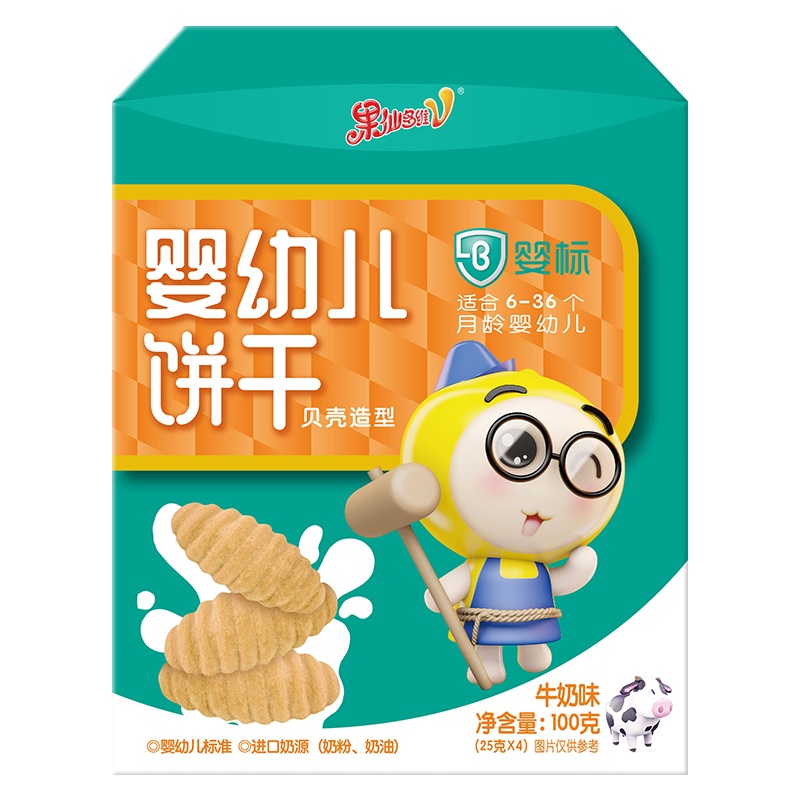 果仙多维V 婴标婴幼儿饼干宝宝手指饼干牛奶饼干牛奶味100g(25g*4)