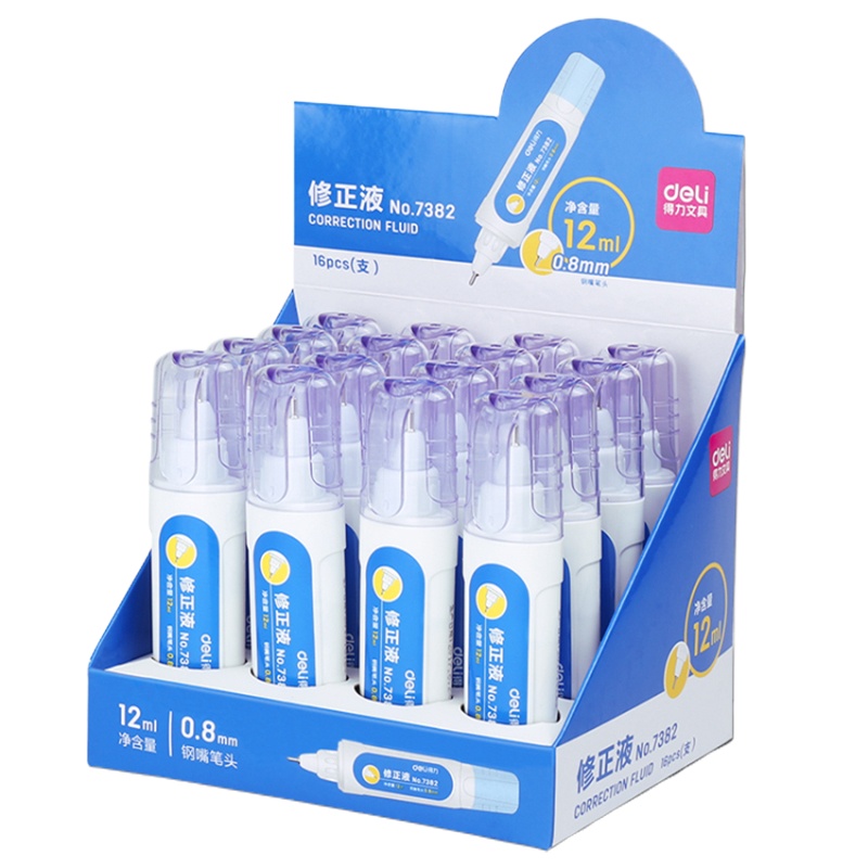 得力(deli) 7382 钢头环保修正液 涂改液 学生修液正用品 12ml (单位:瓶)