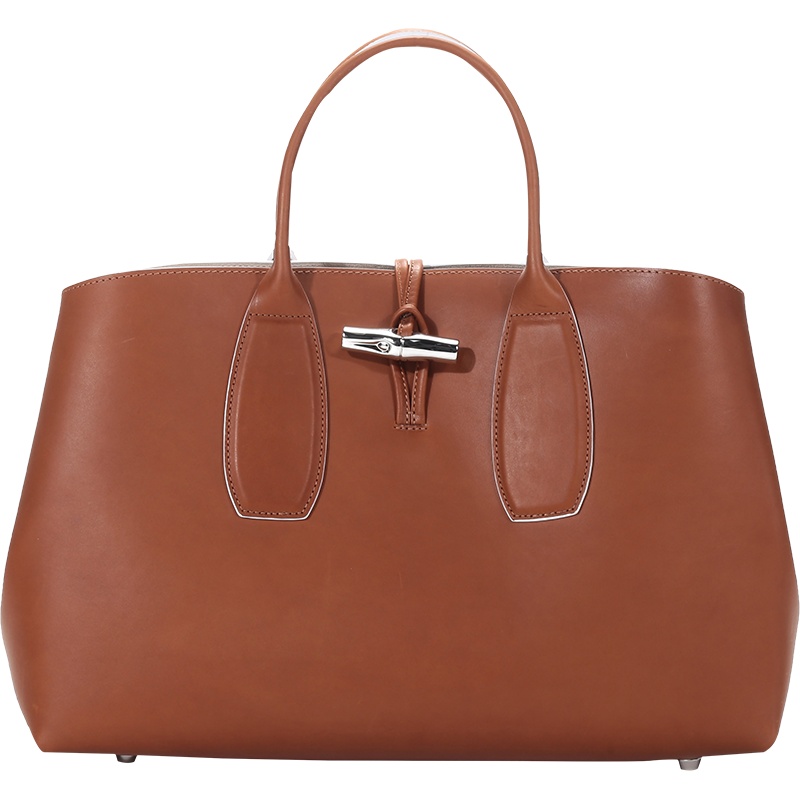 LONGCHAMP 珑骧 女士 ROSEAU系列牛皮手提包竹节包比格包大号 10059 HQS