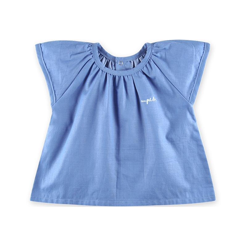 angeeb 宝贝心语 夏款女童短袖衬衫宝宝纯棉娃娃衫