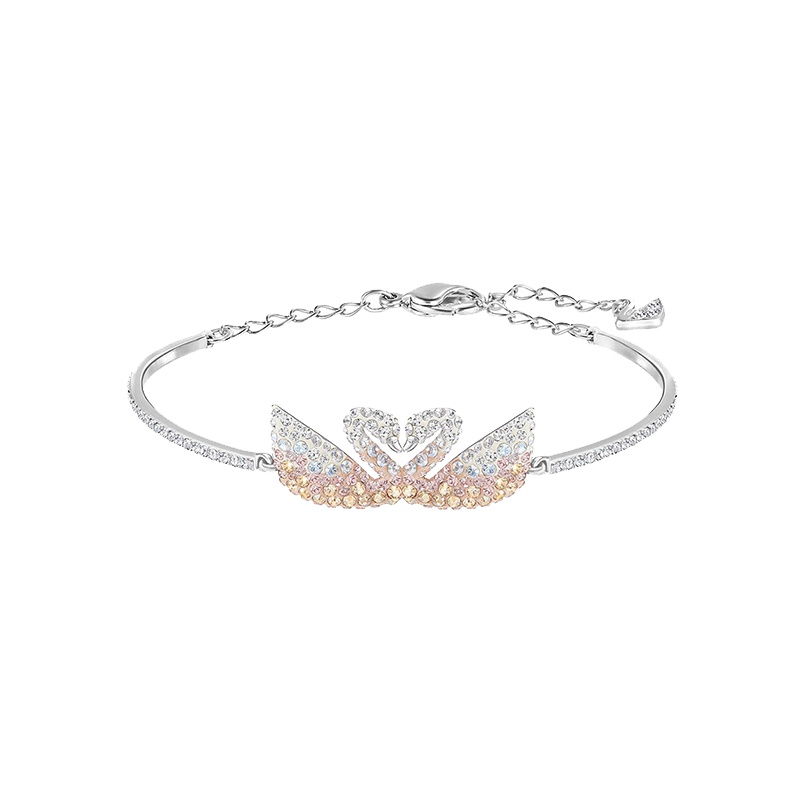 [直营]施华洛世奇(Swarovski) 人造水晶 双天鹅手镯女士渐变色 欧美风格 送恋人