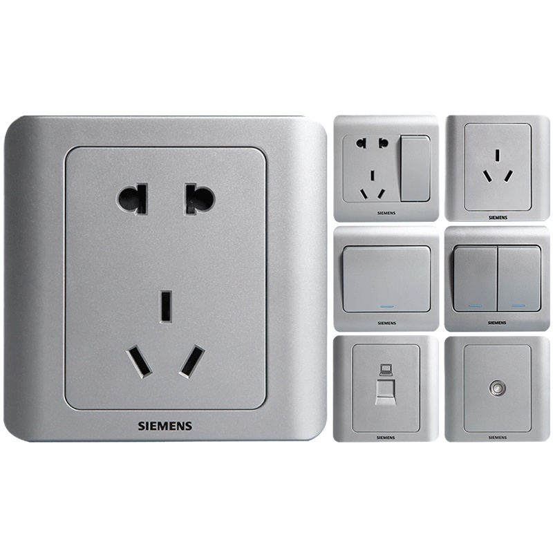 [自营旗舰店]西门子(SIEMENS)开关插座面板远景彩银86型五孔USB空调16A 电源插座 五孔 远景彩银系列