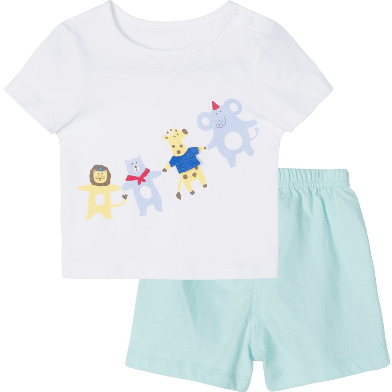 贝贝怡男女宝宝短袖套装夏季装新款儿童纯棉上衣短裤192T340