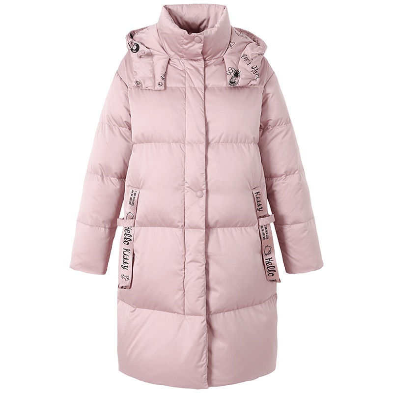 艾莱依2019秋冬新款韩版连帽羽绒服女白鸭绒冬装外套