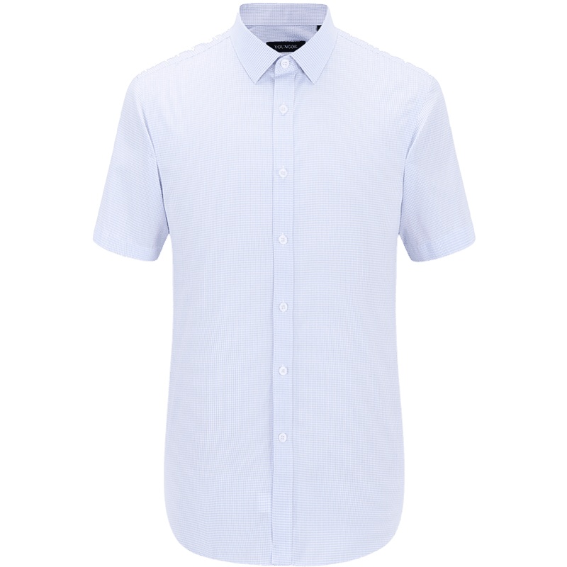 Youngor/雅戈尔男装商务绅士全棉面料 修身版型 DP免烫浅蓝格纹衬衫056IFY