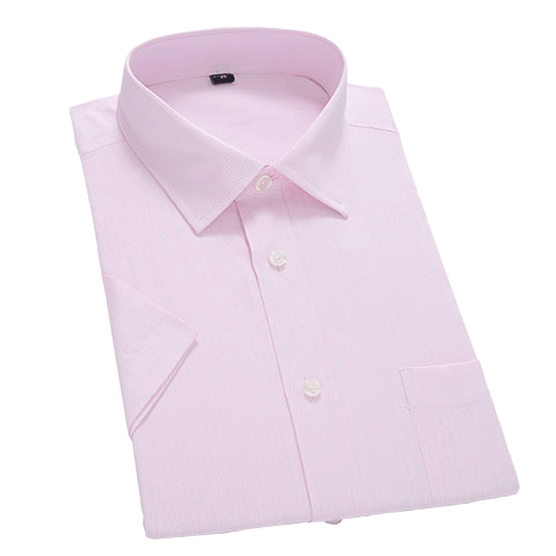 金盾(KIN DON)男装夏季新款男士衬衫棉质商务休闲青中年工装衬衫领纯色短袖衬衫男士大码胖子宽松衬衣男士衣服