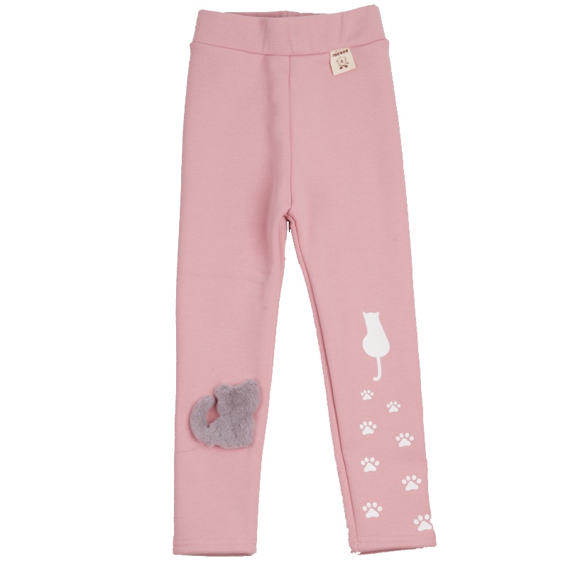 巴布豆儿童打底裤加绒加厚冬季抗寒镶公仔印花打底裤90、100、110、120、130