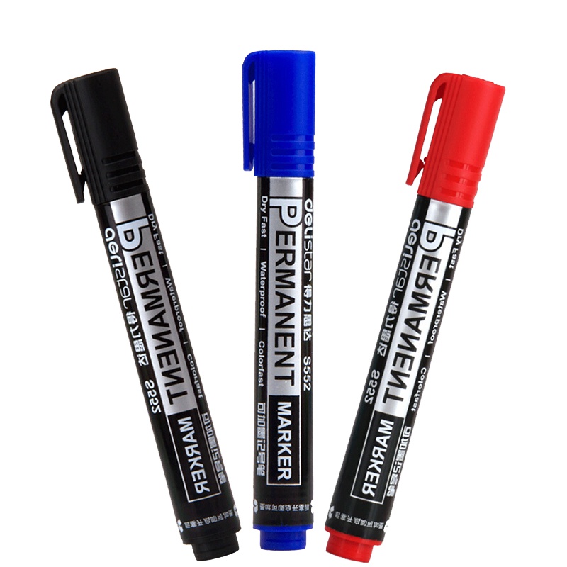 得力 (deli)思达S552可加墨记号笔 10支/盒 黑/红/蓝