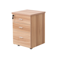 江莱木质活动柜文件柜储物矮柜可移动办公柜三抽柜带锁简约现代人造板柜子