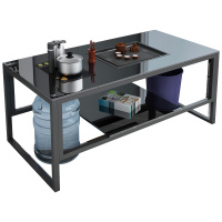 创世人 办公家具茶几 钢化玻璃双层大茶几小户型客厅简约可升降桌脚茶几