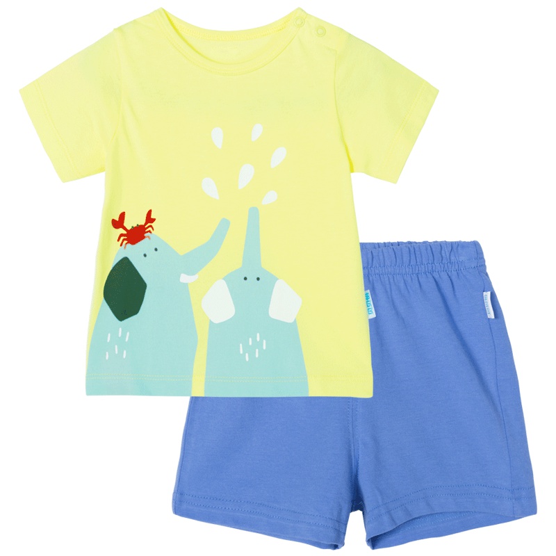 贝贝怡宝宝纯棉短袖套装夏季卡通可爱短T短裤童装192T338