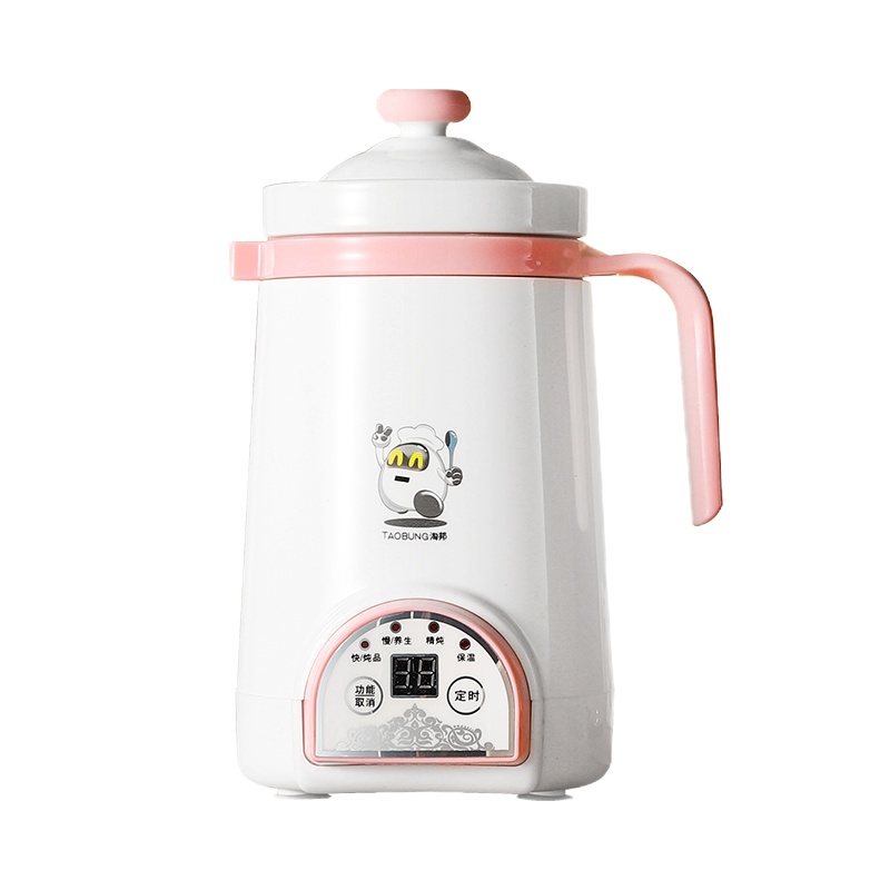 养生电热杯迷你陶瓷电炖杯煮粥加热牛奶杯养生杯黄金蛋养生壶 绿色(500ml)