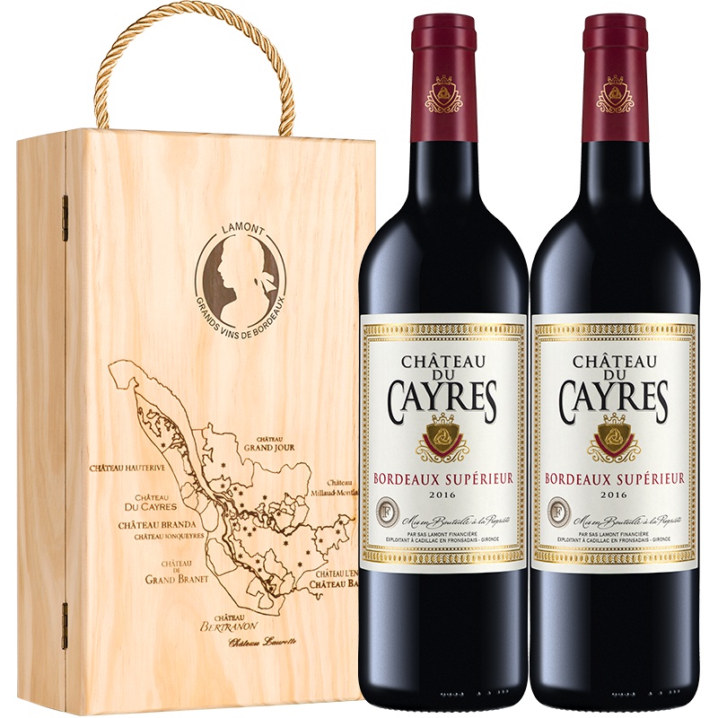 [拉蒙自营旗舰店]拉蒙,LAMONT法国波尔多原瓶进口AOC级 帝延堡酒庄F标干红葡萄酒 双支装 750ml*2