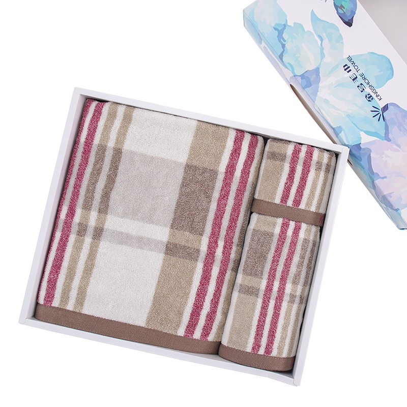 金号条纹厚实纯棉毛巾方巾浴巾三件套礼盒GB3252高档礼盒 柔软舒适 居家生活 节日送礼 吸水耐用