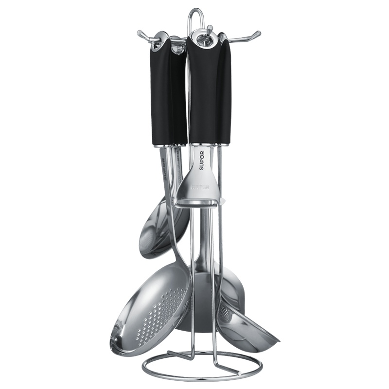 苏泊尔(SUPOR) 厨房不锈钢铲勺套装锅铲中式铲汤勺漏勺套装六件套装组合 优质铲类铲子 T1011K