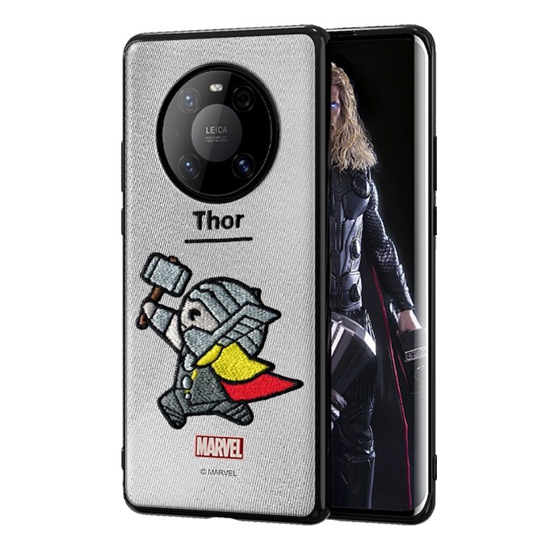 ESCASE 华为mate40Pro+手机壳huawei保护套防摔 全包硅胶软边刺绣男女同款动漫 漫威灰色雷神