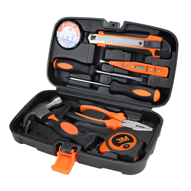 深蕨SNJUE 维修工具箱 手动工具组合 002-1家用常备五金工具盒9件套