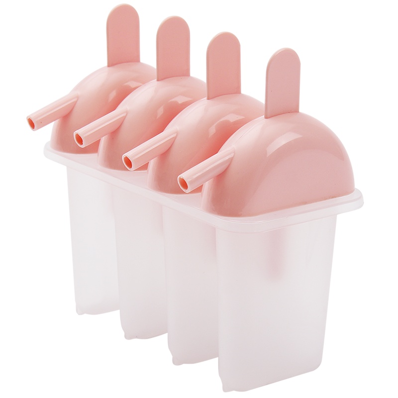欧润哲 雪糕模具 吸管款粉色DIY自制创意冰淇淋模具 雪糕制冰盒冰格冰棒模具 1套4只装其他家庭整理用具