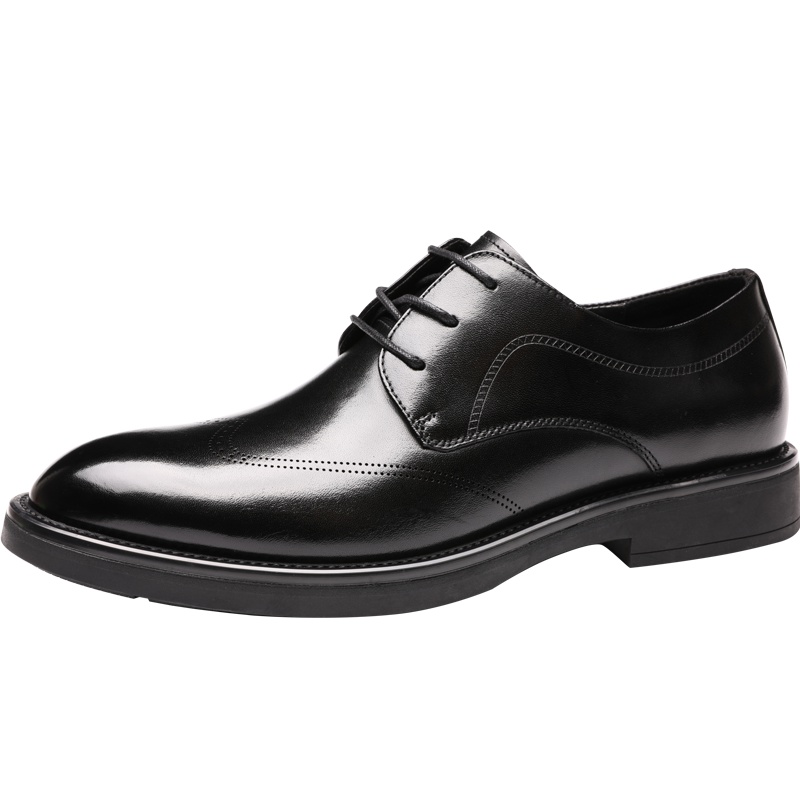 红蜻蜓男鞋秋季真皮英伦雕花布洛克皮鞋男尖头系带商务正装鞋