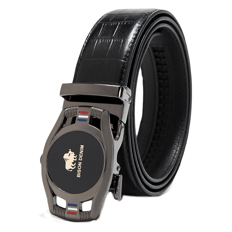 美洲野牛男士皮带真皮自动扣腰带商务新潮头层牛皮裤腰带