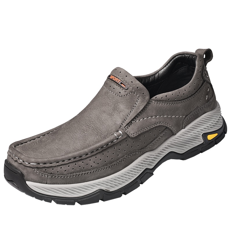 YIBULUOTUO男皮鞋头层牛皮百搭休闲鞋驾车爸爸鞋防滑户外登山鞋