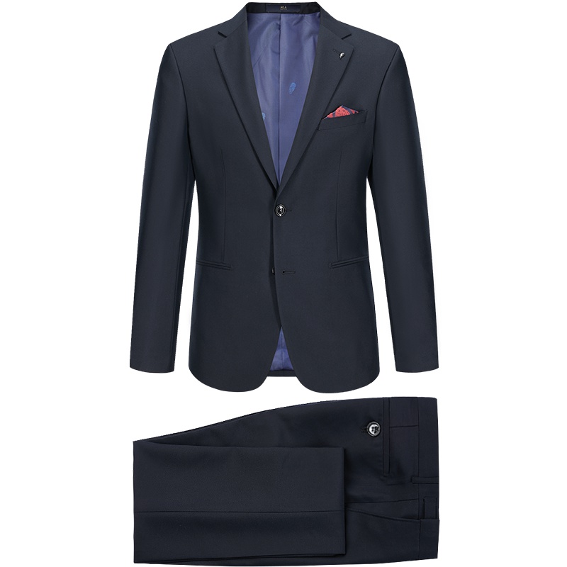 HLA海澜之家净色修身仿毛套装2019秋季挺括简约套西男HTXAD3R055A