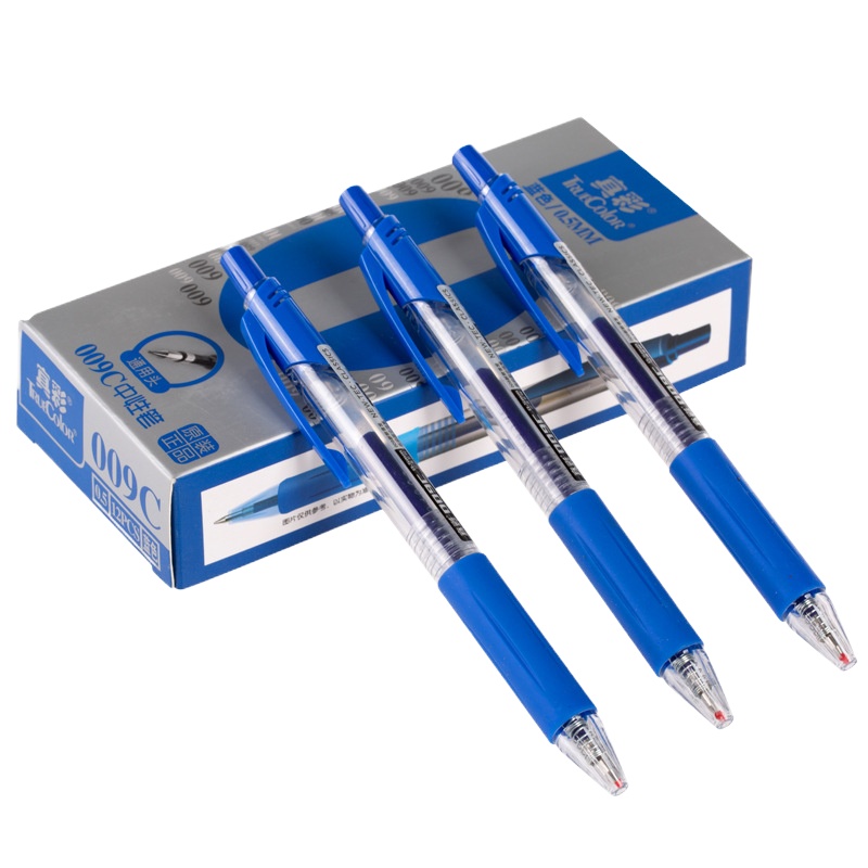 真彩009C按动笔按动中性笔0.5mm 12支/盒 (蓝色)