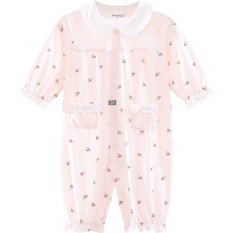 Aengbay 婴儿衣服公主满月哈衣长袖夏薄款女宝宝连体衣超萌可爱秋