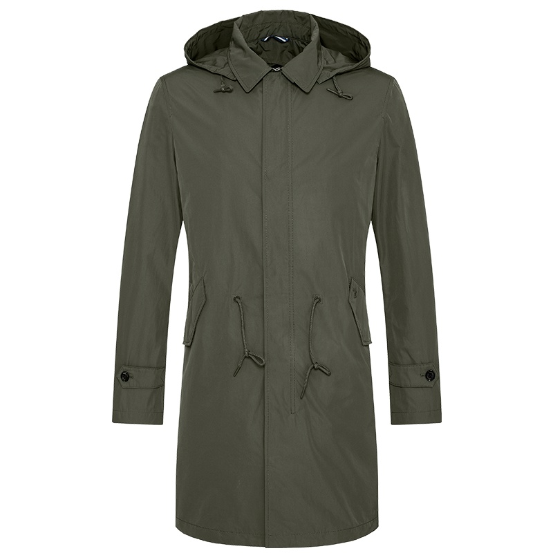 哈吉斯HAZZYS 春季新款风衣男简约修身时尚带帽外套