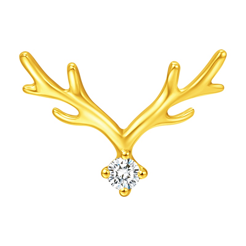 「新款」周大福17916系列一鹿有你22K金钻石耳钉(单只)NU2048