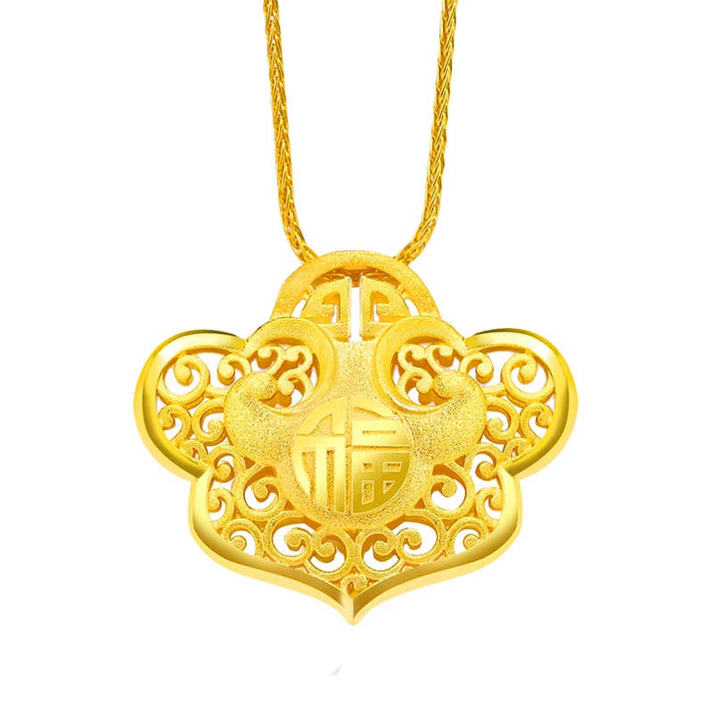 翠绿镂空福字祥云纹锁包999足金A01000042023金重约10.35g