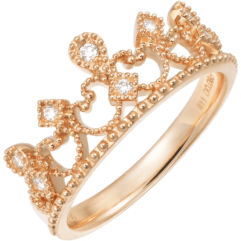 周生生(CHOW SANG SANG)钻石18K红色黄金V＆A女王桂冠戒指皇冠女戒指87041R定价