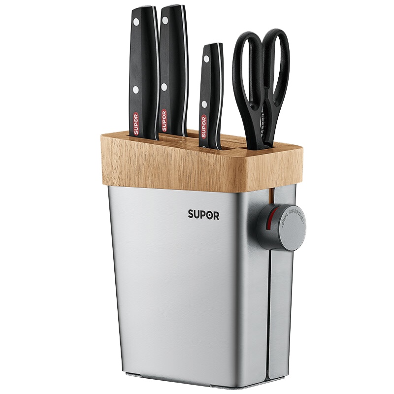 苏泊尔家用套刀厨房刀具套装切肉菜刀不锈钢尖锋系列Ⅰ六件套刀具简约白TK1937E