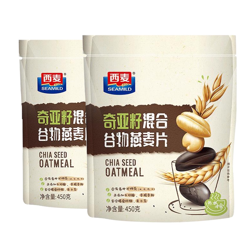 西麦奇亚籽混合谷物麦片450g*3燕麦片即食免煮营养谷物冲饮早餐无蔗糖麦片懒人速食旗舰店