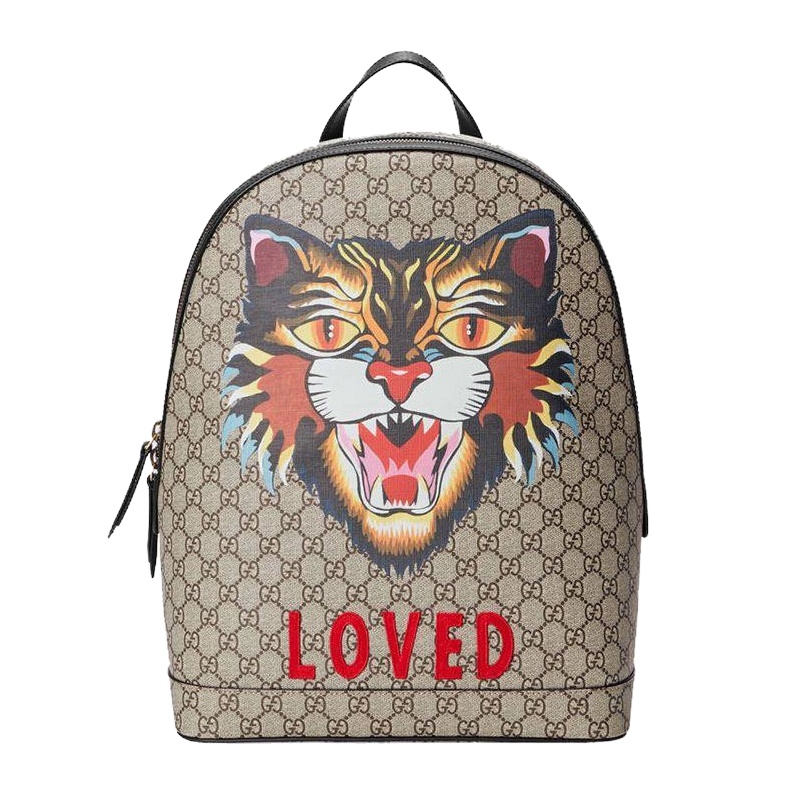 GUCCI 古驰 Angry Cat GG Supreme 系列米色人造帆布男士包袋 419584-9AX1T-8652