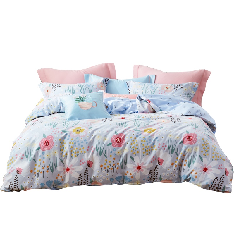 梦洁(MENDALE) 磨毛四件套保暖全棉纯棉床上用品印花床单被套秋冬新品