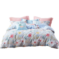 梦洁(MENDALE) 磨毛四件套保暖全棉纯棉床上用品印花床单被套秋冬新品