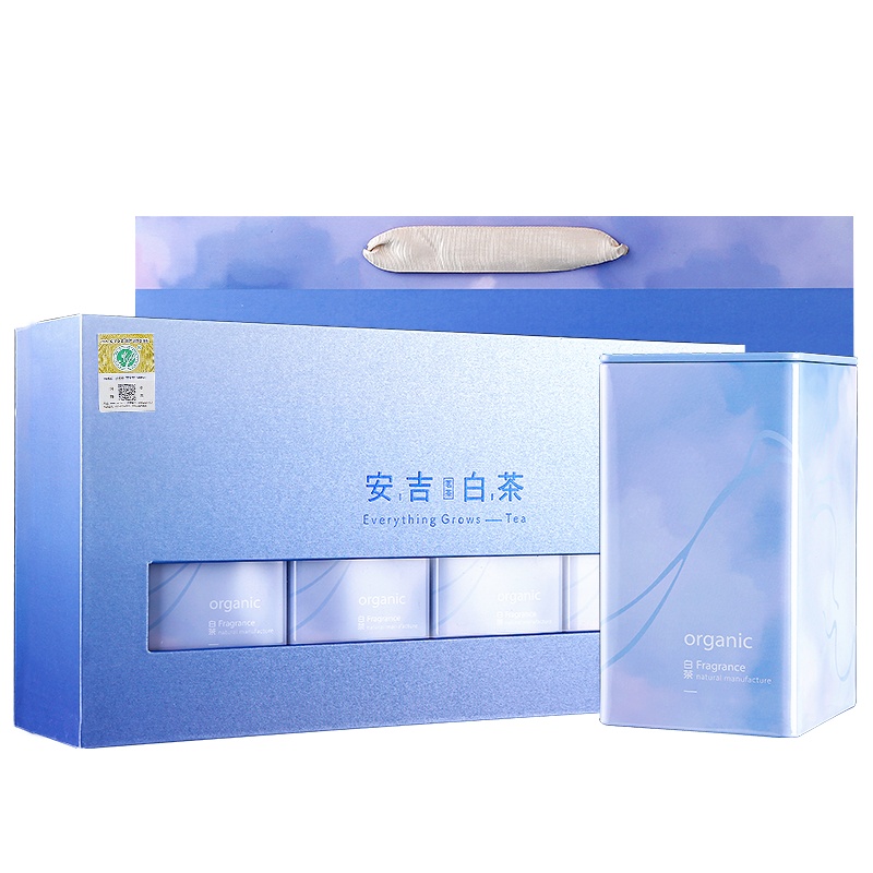 贡苑 茶叶 绿茶 安吉白茶茶叶礼盒 明前特级好茶小罐珍稀绿茶叶正宗原产地白茶送礼200g