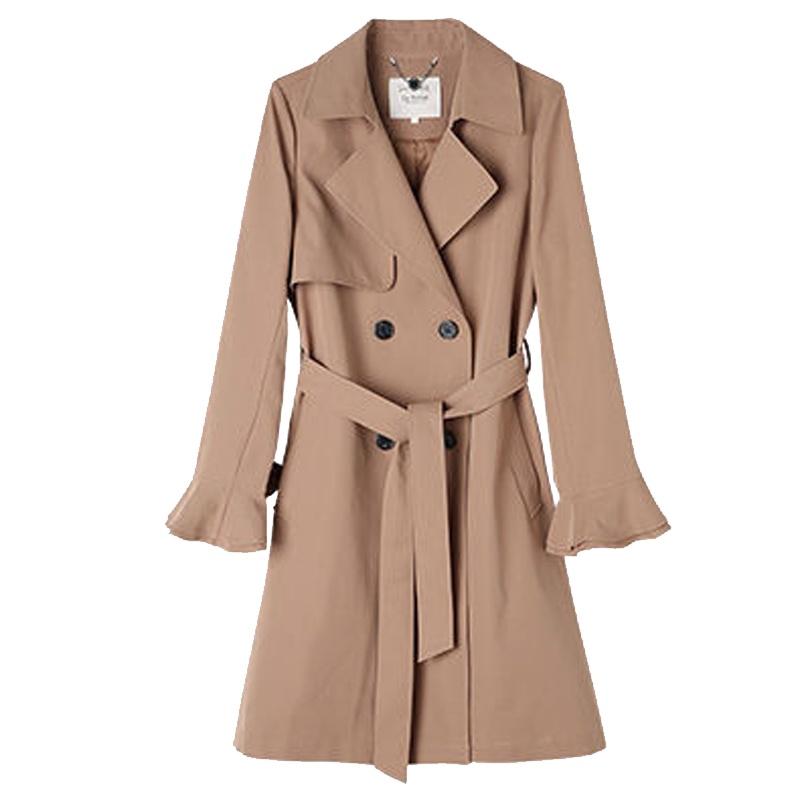 【专柜同款】拉·贝缇复古港味风宽松显瘦百搭中长款V领纯色风衣外套女60007266