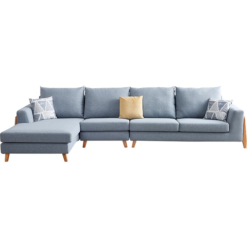 全友家居北欧布艺沙发可拆洗机织布沙发小户型转交沙发实木外架L型沙发102360
