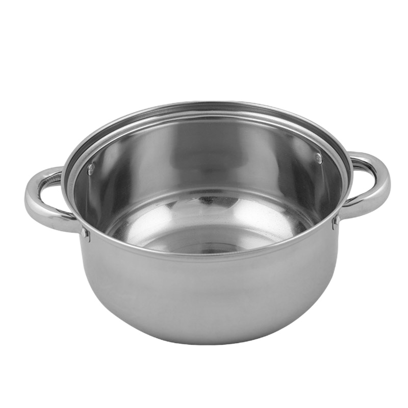 朗赫明珠-汤锅 可视玻璃盖少油烟、抗粘结不锈钢汤锅 22CM 本色LH-TG07