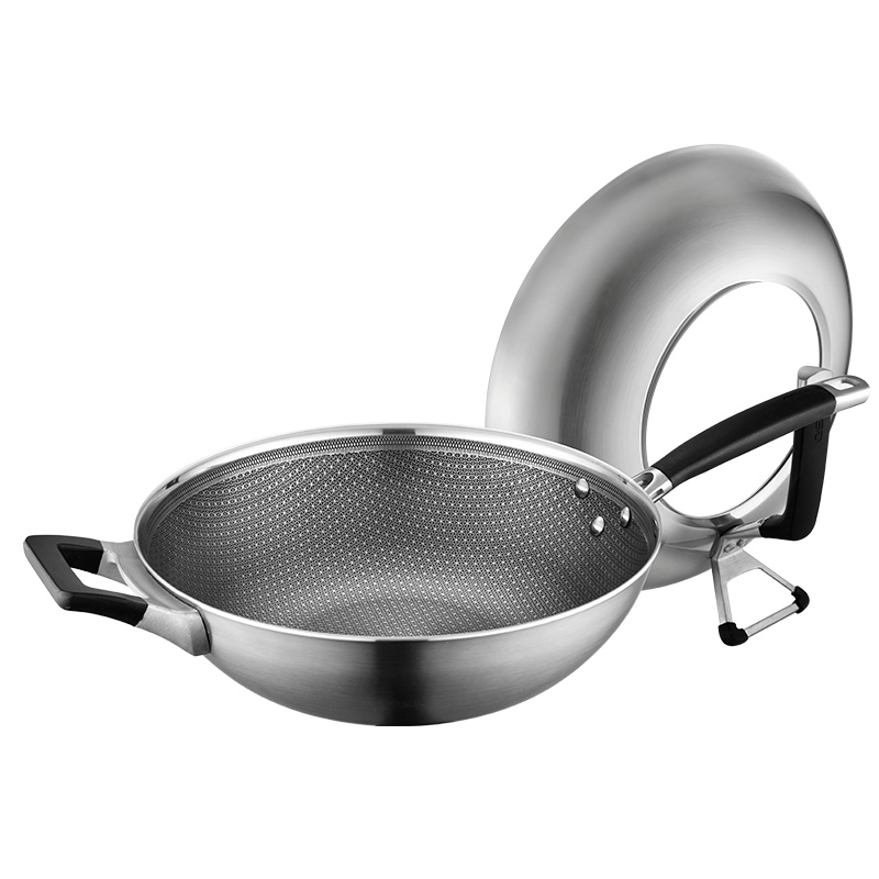 ASD/爱仕达晶刚甲复合钢炒锅CC32E1Q无油烟健康304不锈钢不粘炒锅可立盖