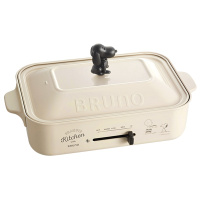 Bruno日本多功能料理锅史努比家用网红烤肉火锅一体锅姆明多用锅（标配+瓷白深锅+双层蒸屉+章鱼丸子烤盘+坑纹烤盘）